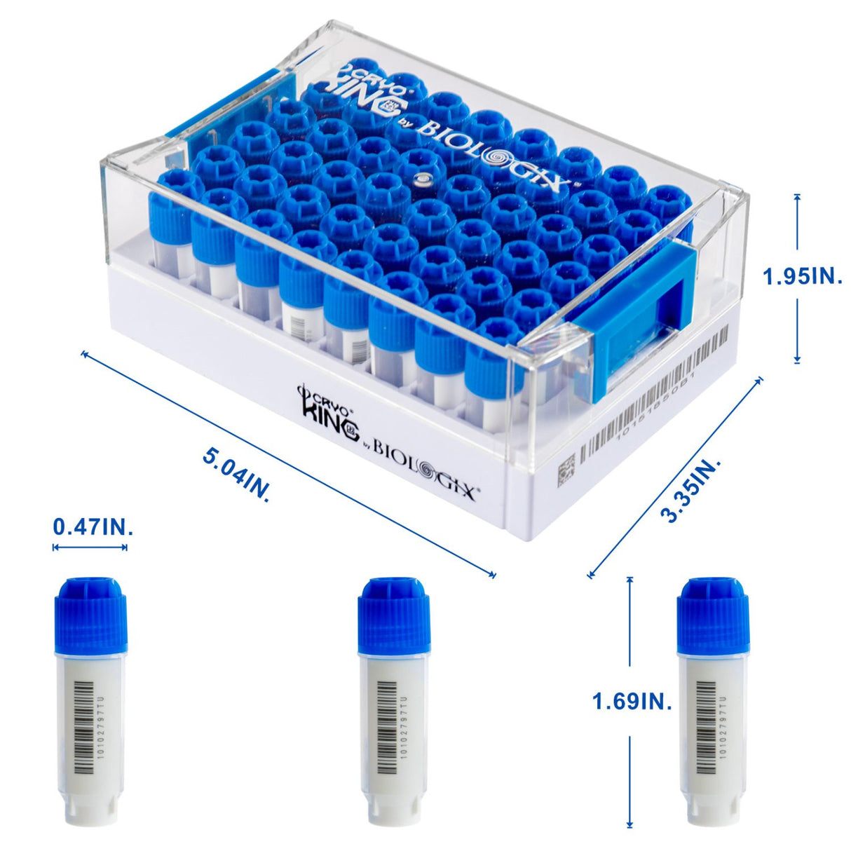 Biologix® SBS Format Cryogenic Vials-1mL, 2mL, 5mL, 48-Well, Racked, External Thread, 10 Sets/Pack, 2 Packs/Case