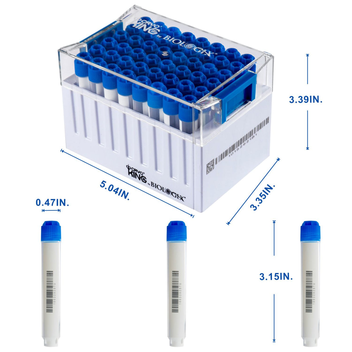 Biologix® SBS Format Cryogenic Vials-1mL, 2mL, 5mL, 48-Well, Racked, External Thread, 10 Sets/Pack, 2 Packs/Case