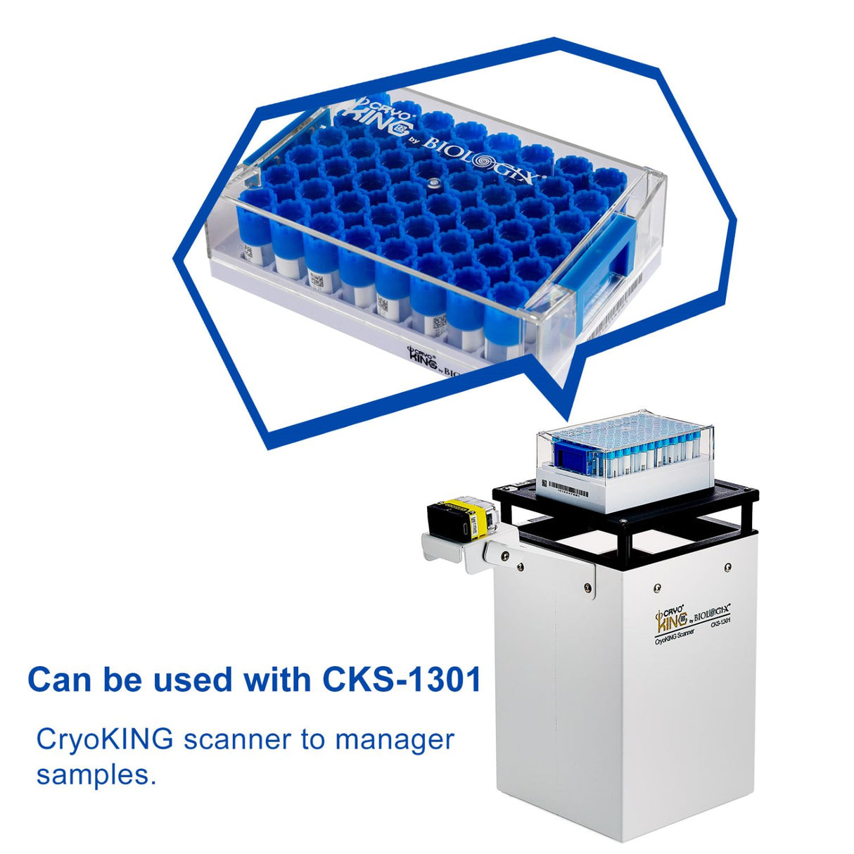 Biologix® SBS Format Cryogenic Vials-1mL, 2mL, 5mL, 48-Well, Racked, External Thread, 10 Sets/Pack, 2 Packs/Case