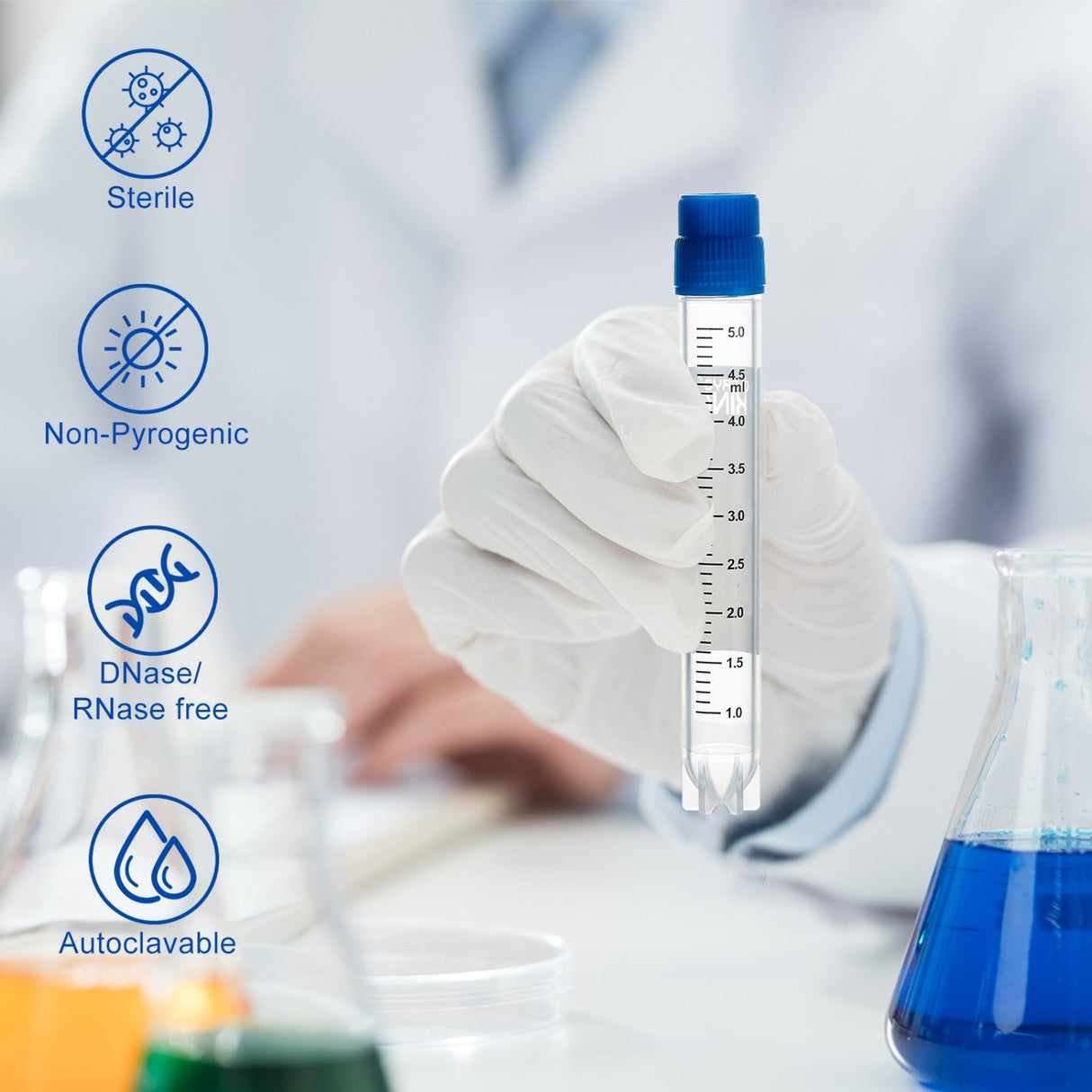 CryoKING® Cryogenic Vials-5.0ml (External Thread, Non-Barcoded) 25/Bag, 500/Pack, 1000/Case