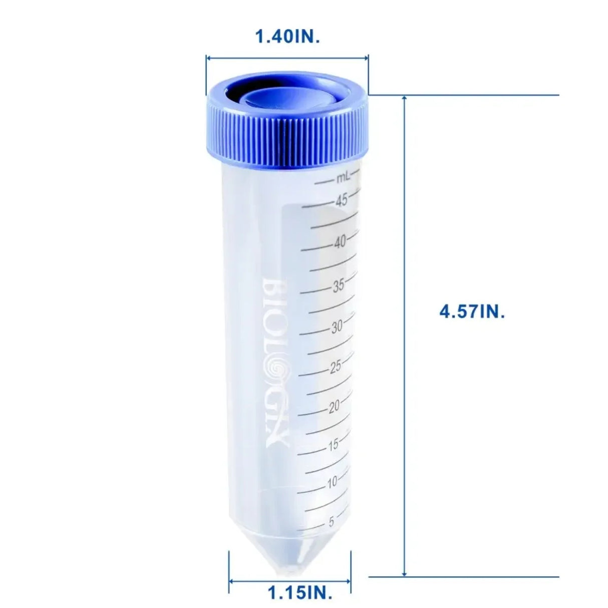 Biologix® 50ml Conical Bottom Centrifuge Tubes With Screw Caps, Sterile, 500/Case