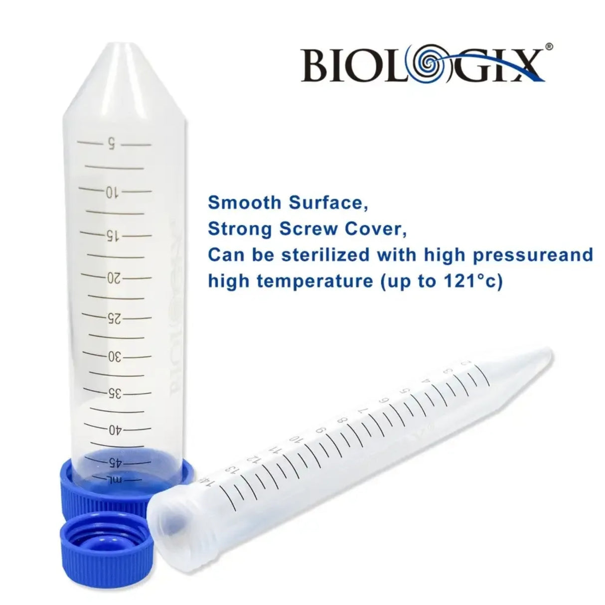 Biologix® 50ml Conical Bottom Centrifuge Tubes With Screw Caps, Sterile, 500/Case