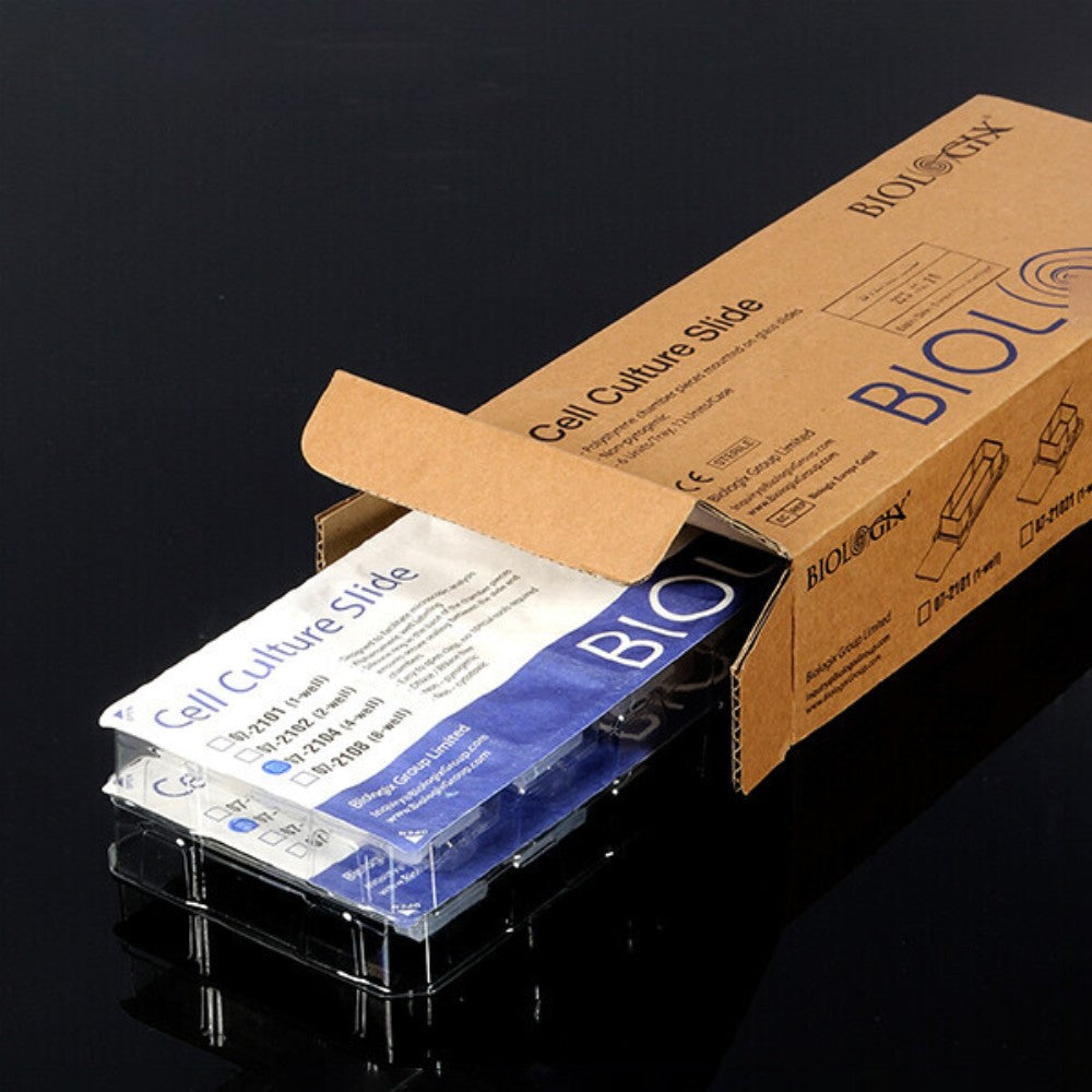 Biologix® Chambered Cell Culture Slides-1/2/4/8 Wells, 6/Pack, 12/Case
