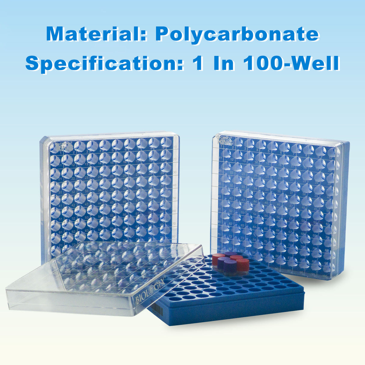 CryoKING® PC Cryogenic Boxes-Blue (1in. 100-Well) 6/Pack, 12/Case