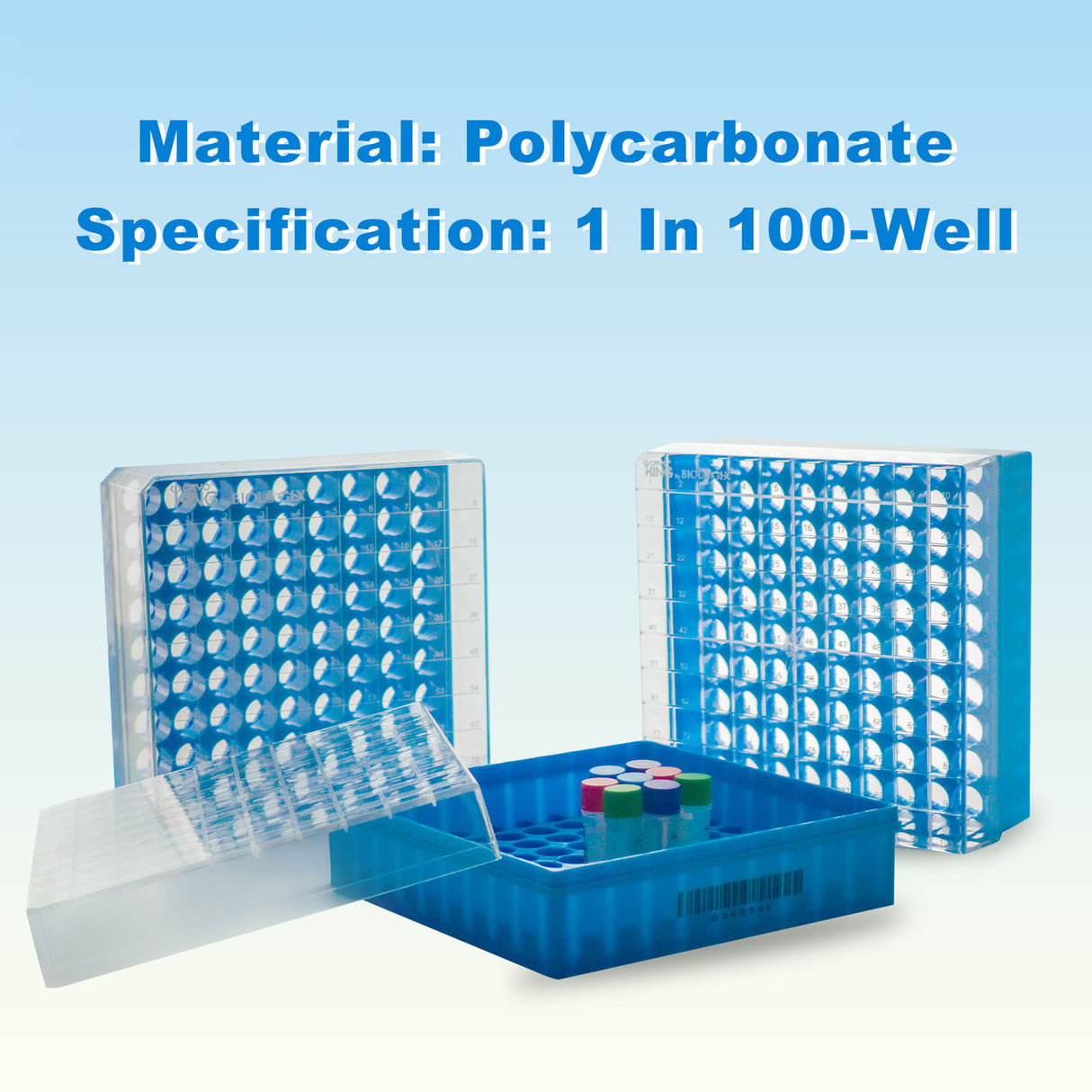 CryoKING® PC Cryogenic Boxes-Blue (2in. 100-Well) 6/Pack, 12/Case