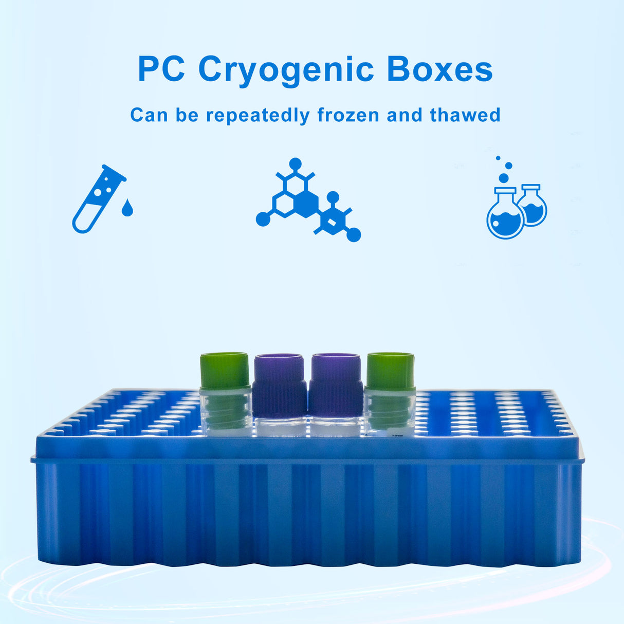 CryoKING® PC Cryogenic Boxes-Assorted color (2in. 100-Well) , 5 /Pack, 20/Case