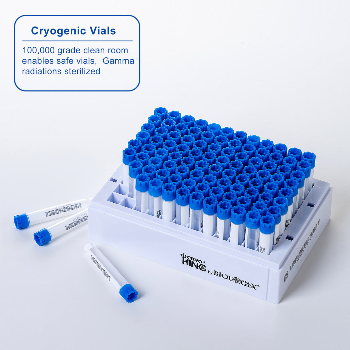CryoKING® SBS Combo 1.4mL Cryogenic Vials + Rack, 10/Pack, 20/Case