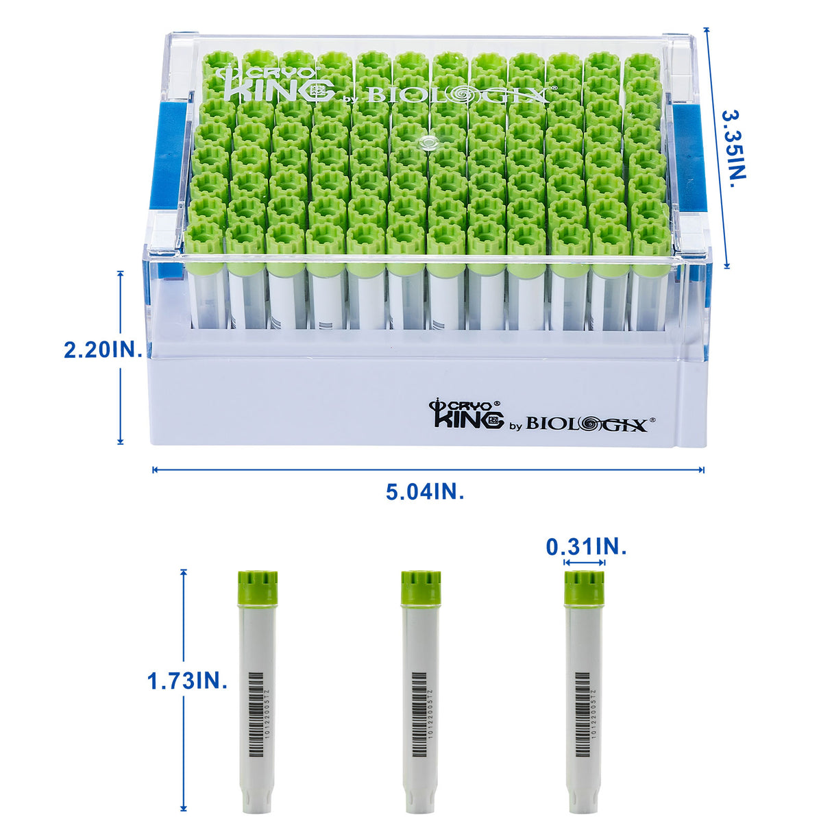 CryoKING® SBS Combo 1.4mL Cryogenic Vials + Rack, 10/Pack, 20/Case