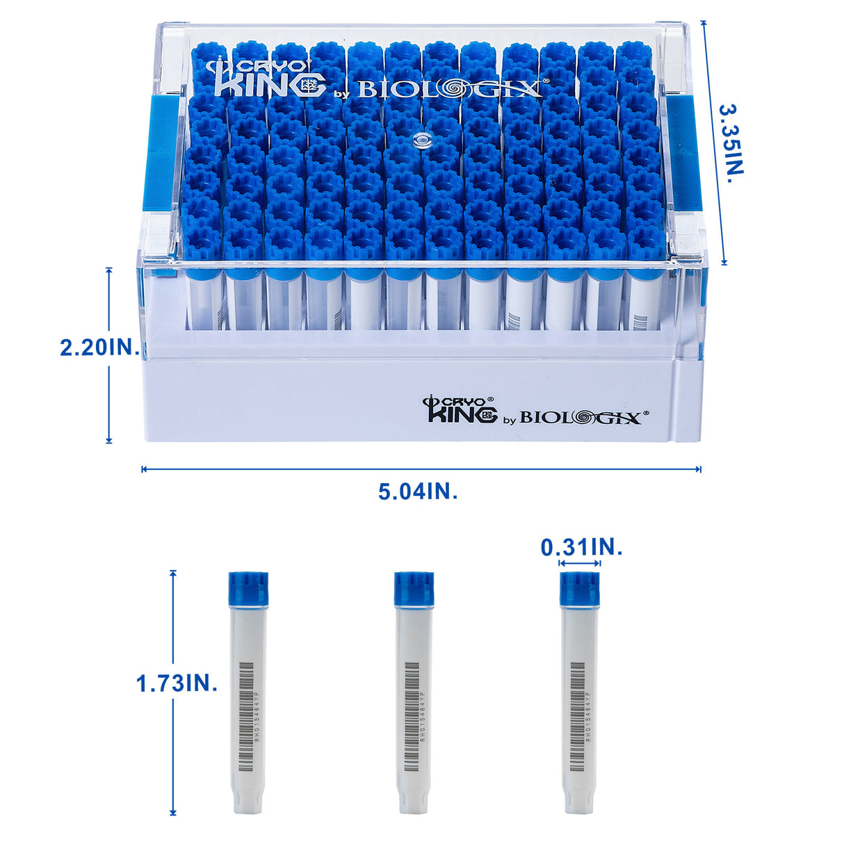 CryoKING® SBS Combo 1.4mL Cryogenic Vials + Rack, 10/Pack, 20/Case