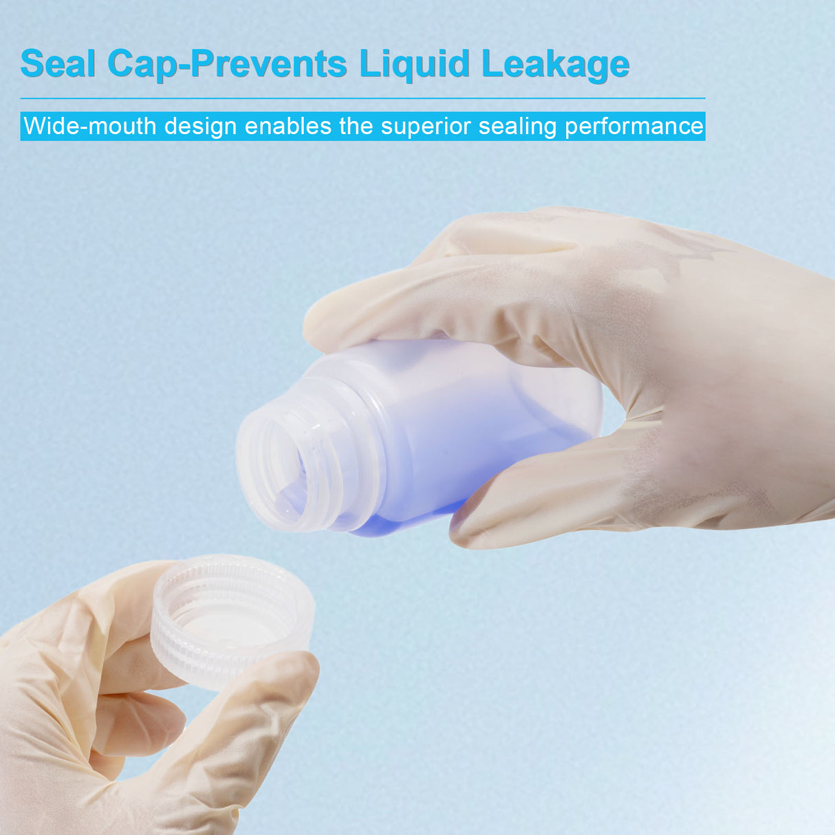 Biologix® 125ml PP Reagent Bottles, Clear, 25 /Bag, 10 Bags/Case