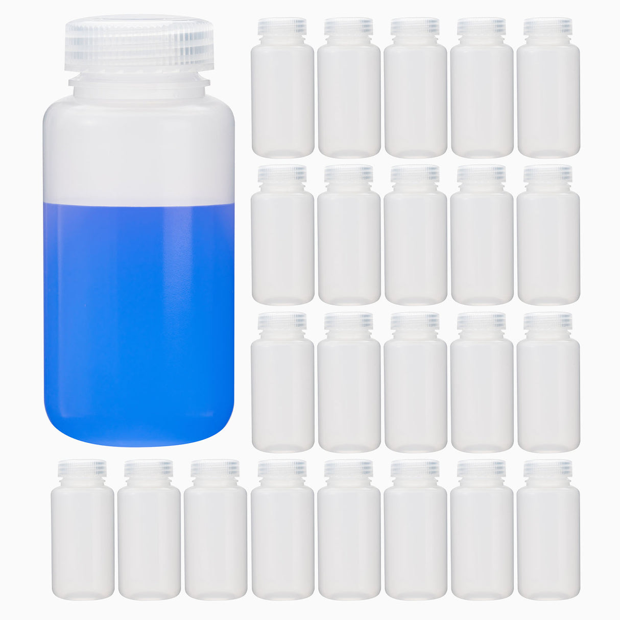 Biologix® 125ml PP Reagent Bottles, Clear, 25 /Bag, 10 Bags/Case
