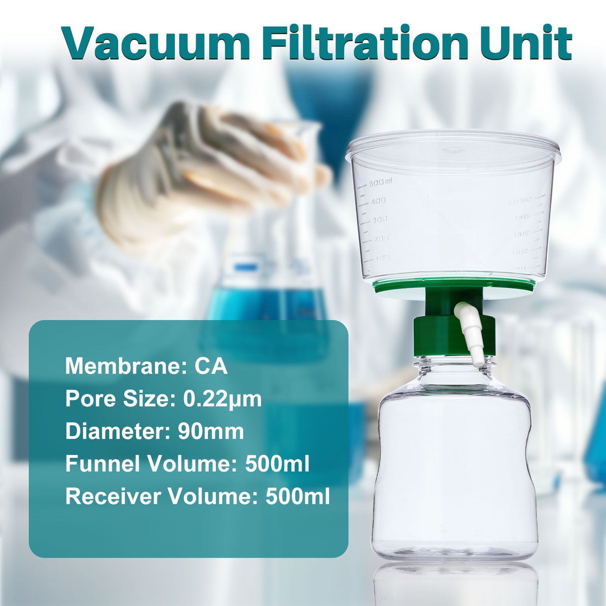 Vacuum Filtration Unit, Membrane, PES, pore size: 0.22um, 1/Pack, 12/Case