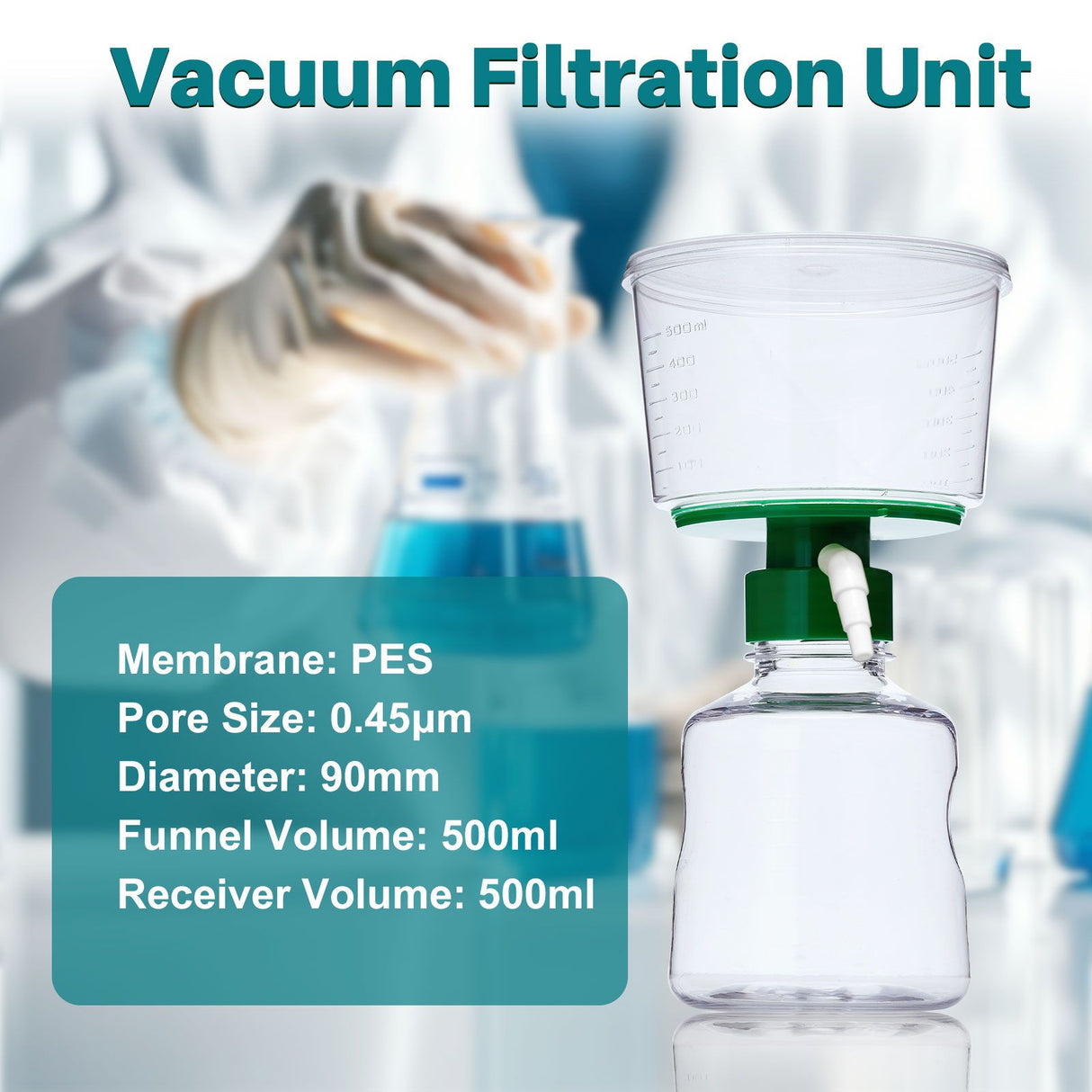 Vacuum Filtration Unit-Funnel, Pore Size: 0.45μm, Case of 12
