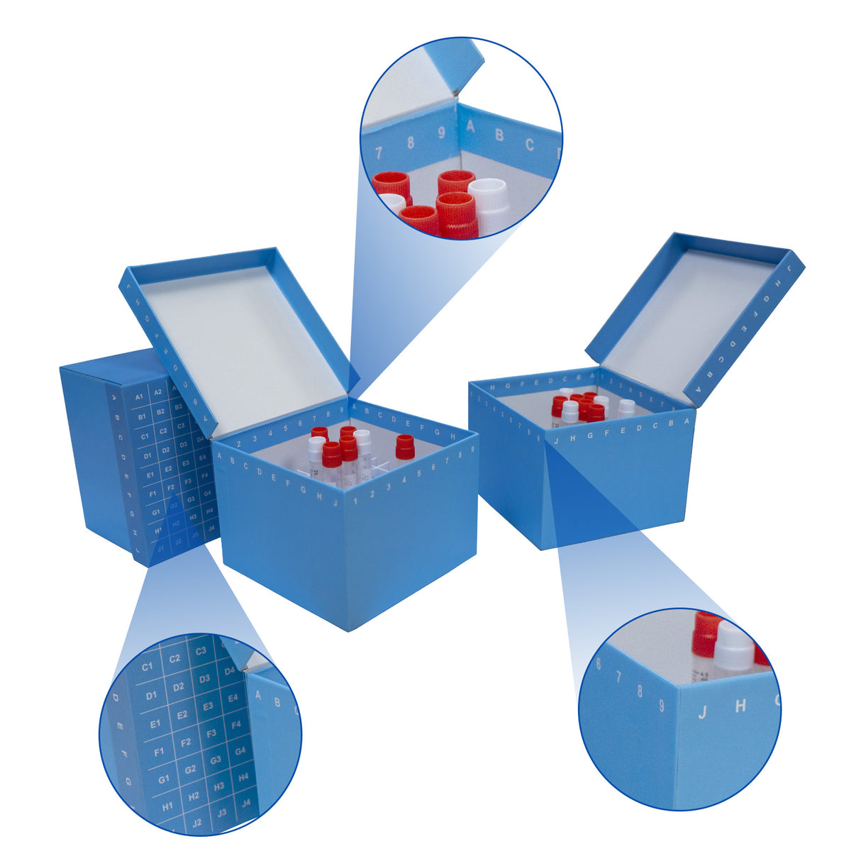 CryoKING® ID-Color™ 3.75in Cardboard Freezer Boxes (81 well), 5/Pack, 20/Case