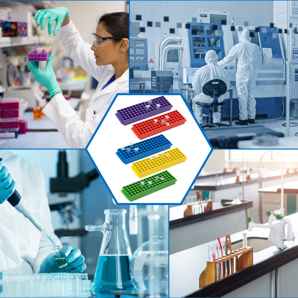 Biologix® 80-Well Microcentrifuge Tube Rack, Assorted Colors, 5/Bag, 4 Bags/Case