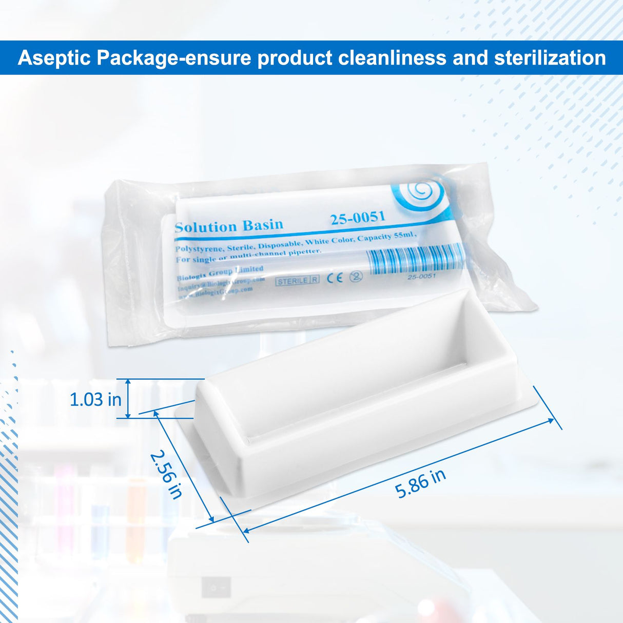 Biologix® Solution Basins-55mL (PS), Case of 100