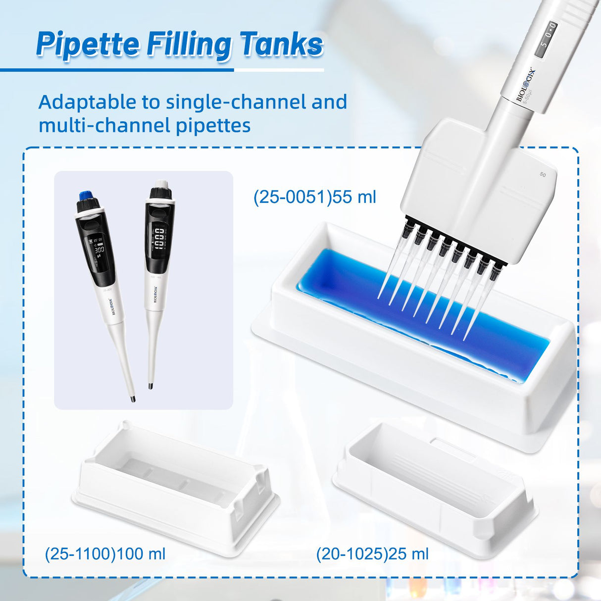 Biologix® Solution Basins-100mL (PS), Case of 50