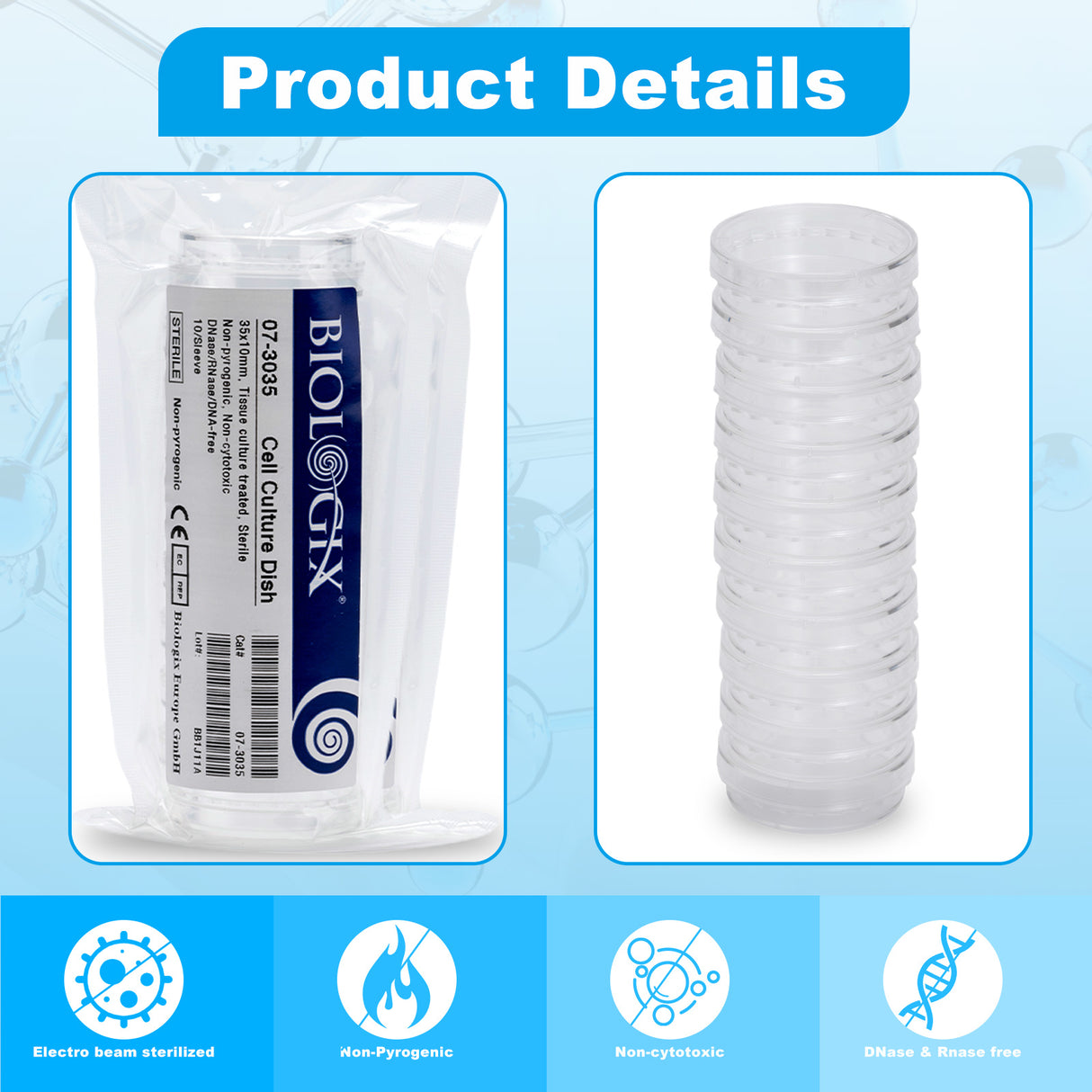 Biologix® Cell Culture Dishes-35x10mm, 10/Pack, 500/Case