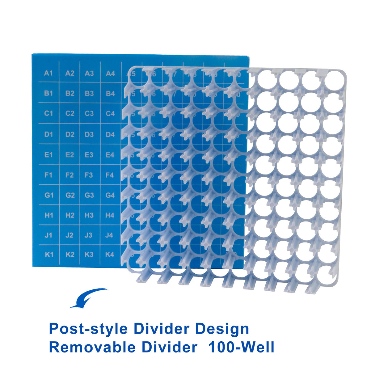 CryoKING® ID-Color™ 1in Cardboard Freezer Boxes (100-well), Blue, 5/Pack, 20/Case