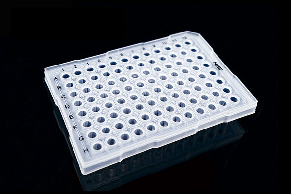 0.2ml 96 Well PCR Plate, Semi Skirt, Clear, A12 notch, 25/pk, 100/cs, for ABI machine (ABI Equivalent)