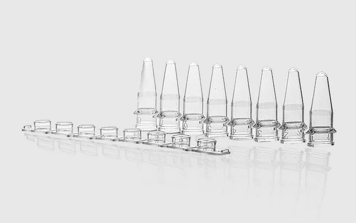 0.2ml Transparent PCR 8-Strip Tubes, 125 strips/box, RNase and DNase Free,Non-pyrogenic, 1000 Tubes