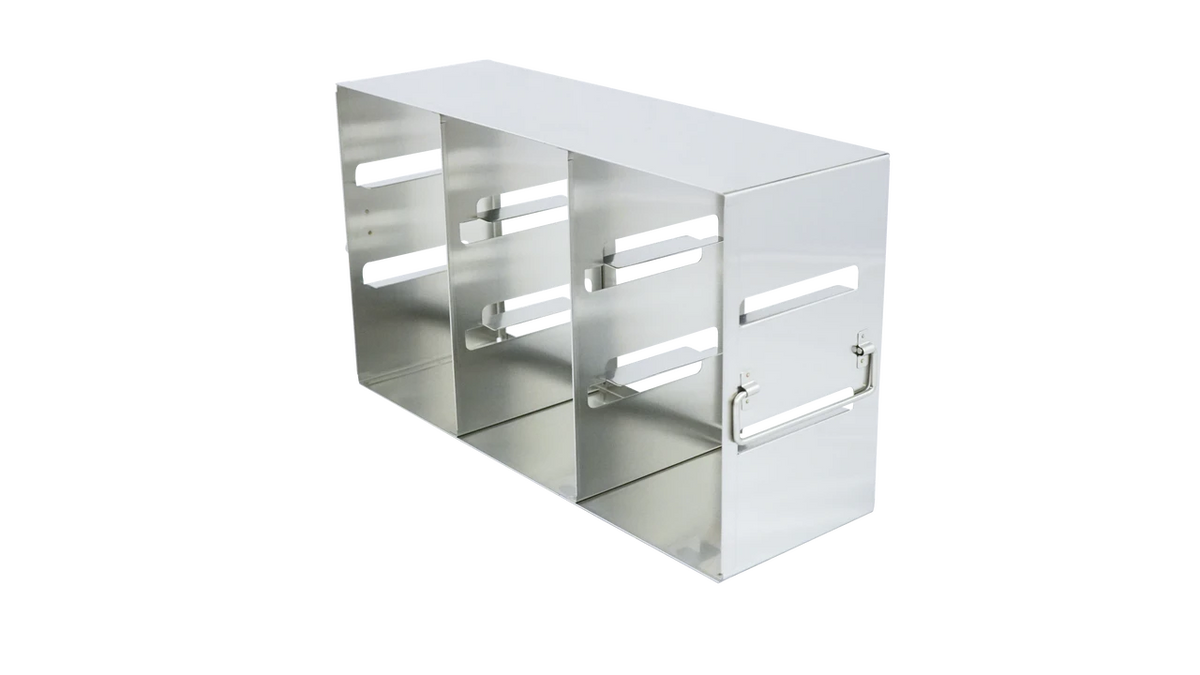 Eco-Racks Freezer Upright Stainless-Steel for 3" Boxes, 3x3 Configuration, 9 Box Capacity
