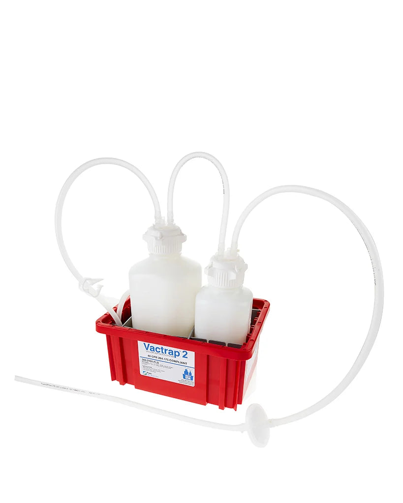 Vactrap™2, High Density Poly Ethylene (HDPE) (Bleach-Compatible), 2L + 1L, Red Bin, 1/4" ID Tubing
