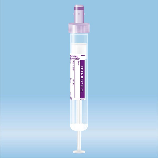 S-Monovette K3 EDTA, 7.5 ml, cap violet, 92 x 15 mm, with paper label, 50 Piece(s)