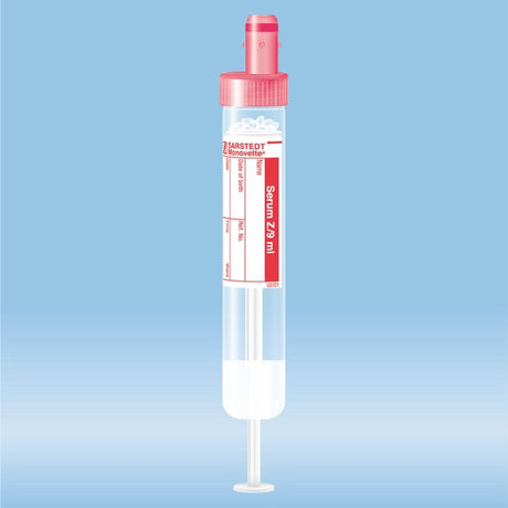 S-Monovette Serum, 9 ml, cap red,  92 x 16 mm, with paper label, 50 Piece(s)
