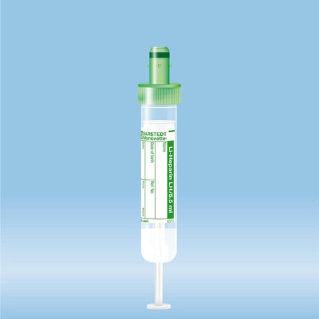 S-Monovette Lithium heparin, 5.5 ml, cap green,  75 x 15 mm, with paper label, 50 Piece(s)