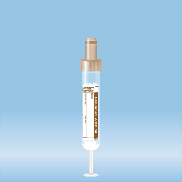 S-Monovette Serum gel, 2.6 ml, cap brown, 65 x 13 mm, with paper label, 50 Piece(s)