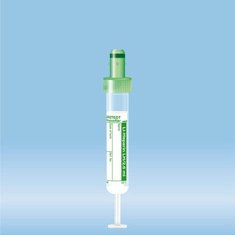 S-Monovette Lithium heparin, 2.6 ml, cap green,  65 x 13 mm, with paper label, 50 Piece(s)