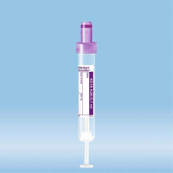 S-Monovette K2 EDTA, 2.7 ml, cap violet, 75 x 13 mm, with paper label, 50 Piece(s)