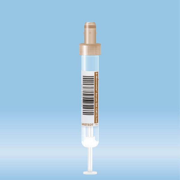 S-Monovette Serum gel, 2.7 ml, cap brown, 75 x 13 mm, with paper label, 50 Piece(s)