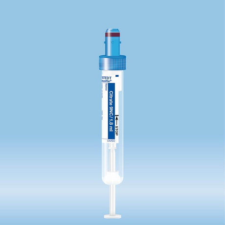 S-Monovette Citrate 3.2%, 1.8 ml, cap blue,  75 x 13 mm, with paper label, 50 Piece(s)