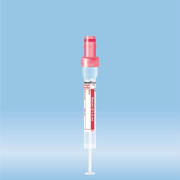 S-Monovette Serum, 1.2 ml, cap red, 66 x 8 mm, with plastic label, 50 Piece(s)