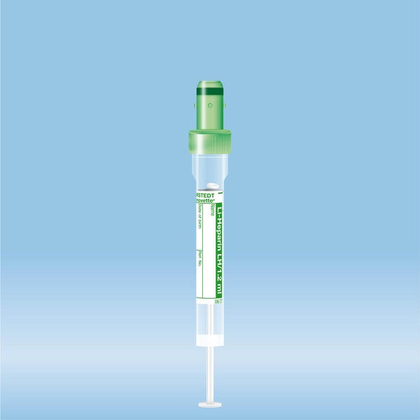 S-Monovette Lithium heparin, 1.2 ml, cap green, 66 x 8 mm, with plastic label, 50 Piece(s)