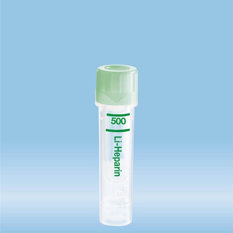 Microvette 500 Lithium heparin, 500 µl, cap green, flat base, 100 Piece(s)