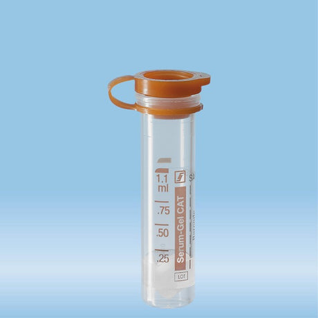 Micro sample tube Serum gel, 1.1 ml, push cap, EU/ISO, 100 Piece(s)