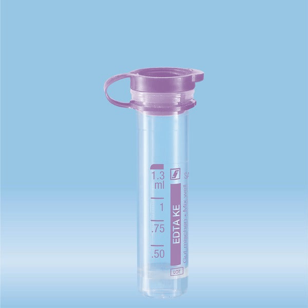 Micro sample tube K3 EDTA, 1.3 ml, push cap, ISO, 100 Piece(s)