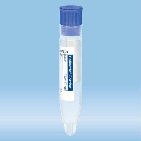 Salivette Cortisol, with synthetic swab, cap: blue, with paper label, 100 Piece(s)