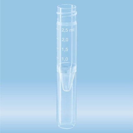 Screw cap tubes, 2.5 ml,  75 x 13 mm, conical false bottom, rounded tube bottom, PP, without cap, 1000 Piece(s)