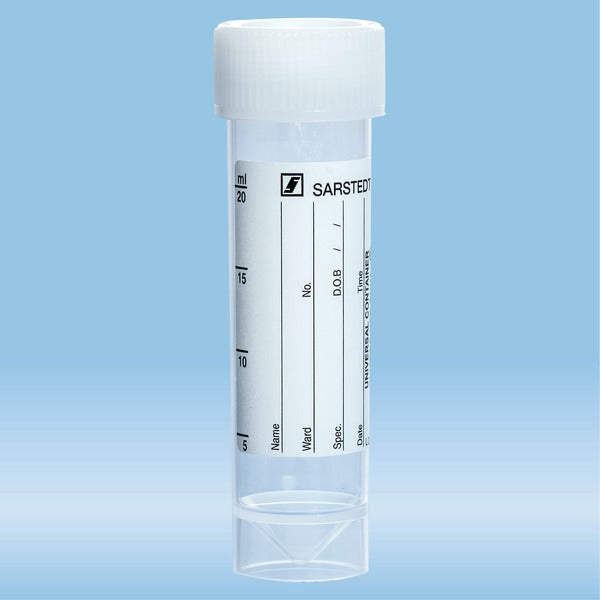 Screw cap tube, 25 ml, 90 x 25 mm, PP, with plastic label, 500 Piece(s)