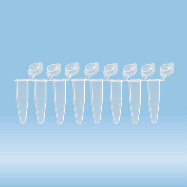 PCR strip of 8, PCR Performance Tested, transparent, PP, flat cap, 240 Piece(s)