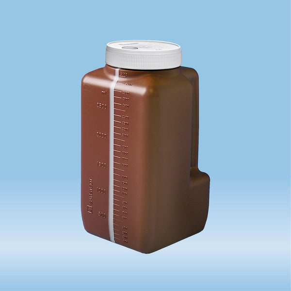 Urine container NFT, 3 l, with integrated needle-free transfer unit, brown, with light protectio..., 30 Piece(s)