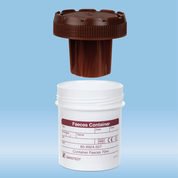 Faeces tube, with blade, screw cap, 55 x 44 mm, white, 500 Piece(s)