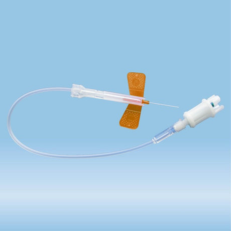 Safety-Multifly needle, 25G x 3/4'', orange, tube length: 200 mm, 1 piece(s)/blister, 120 Piece(s)