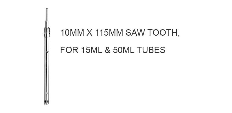 Optional generator, 10mm x 115mm saw tooth, for 15ml & 50ml tubes
