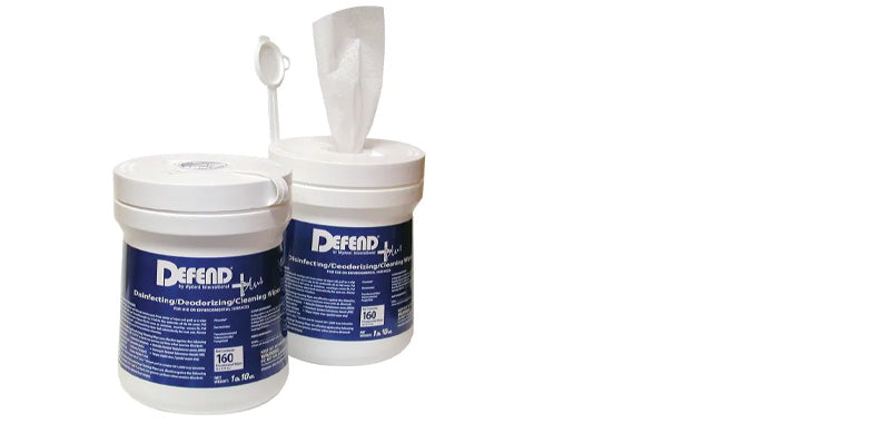 Defend Plus Surface Wipes, 6″ x 6″ sheets,160 wipes/can