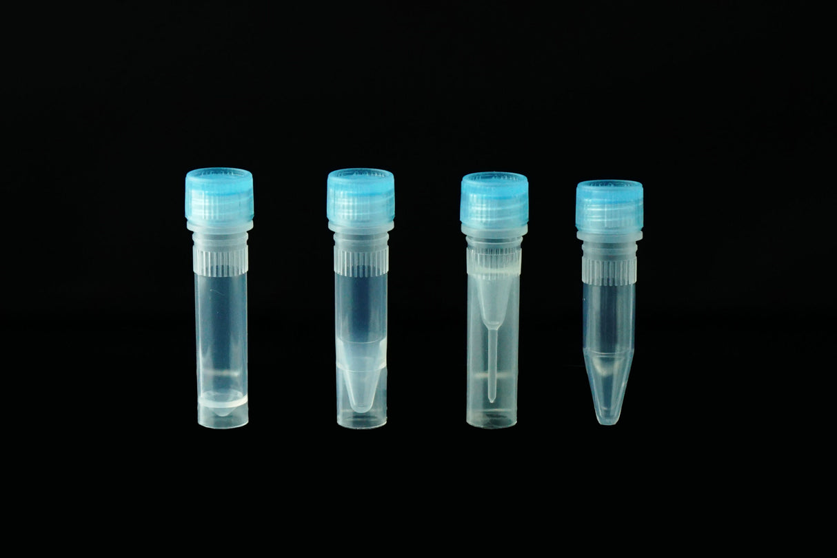 NEST 1.5 mL Conical Vials, Natural Color Caps, External Thread, Hinged Cap with Sealing Ring, Sterile, 50/pk, 500/box, 2000/cs